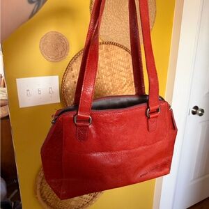 Vintage Red Leather Women's Handbag